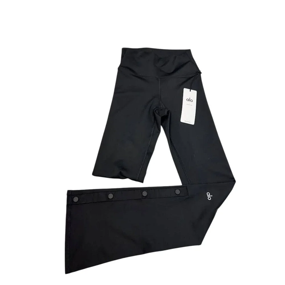 Alo Yoga Airbrush‎ High-Waist Snap Flare Leggings Black XS NWT